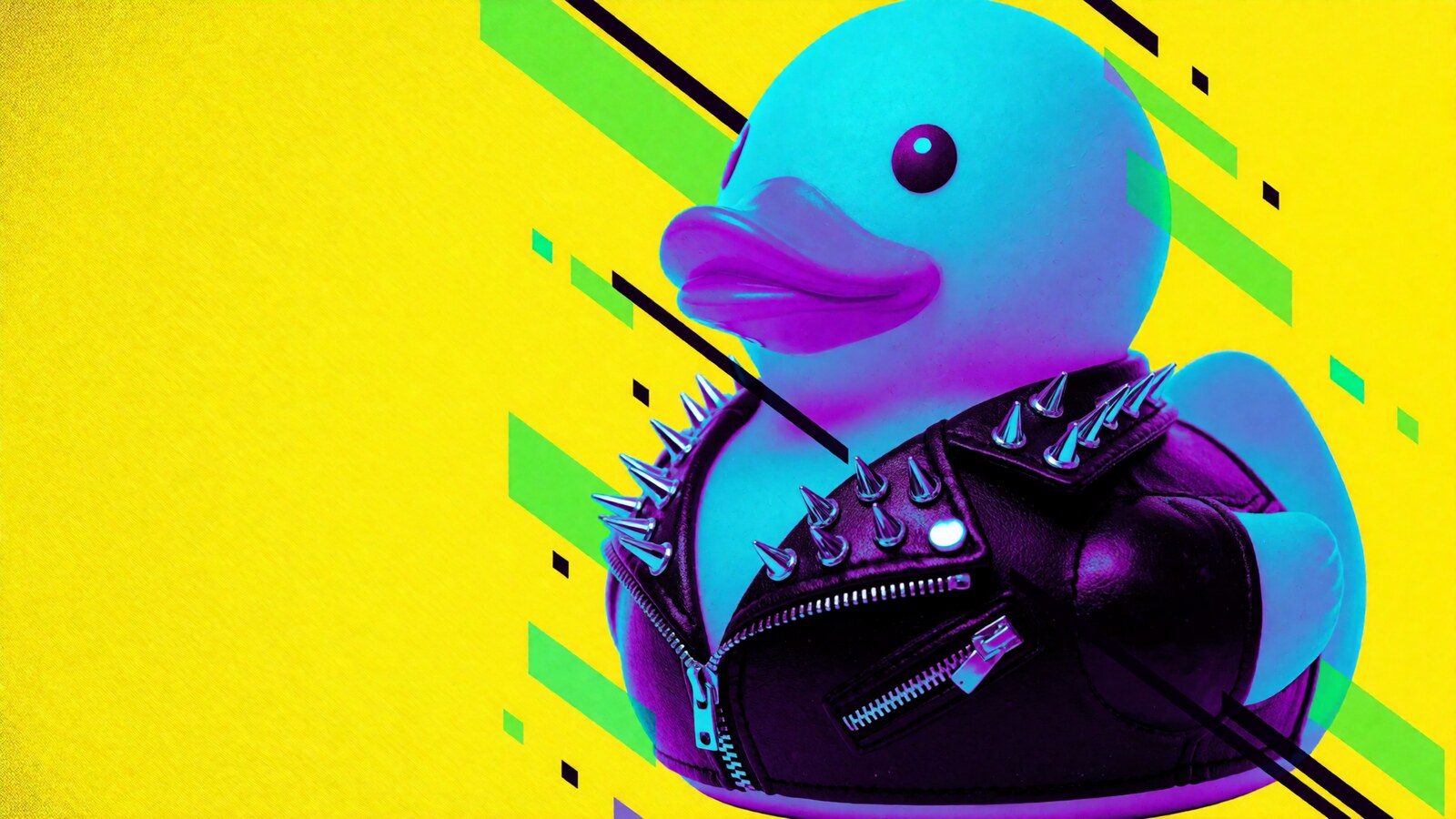 Punk rubber duck with a mohawk.