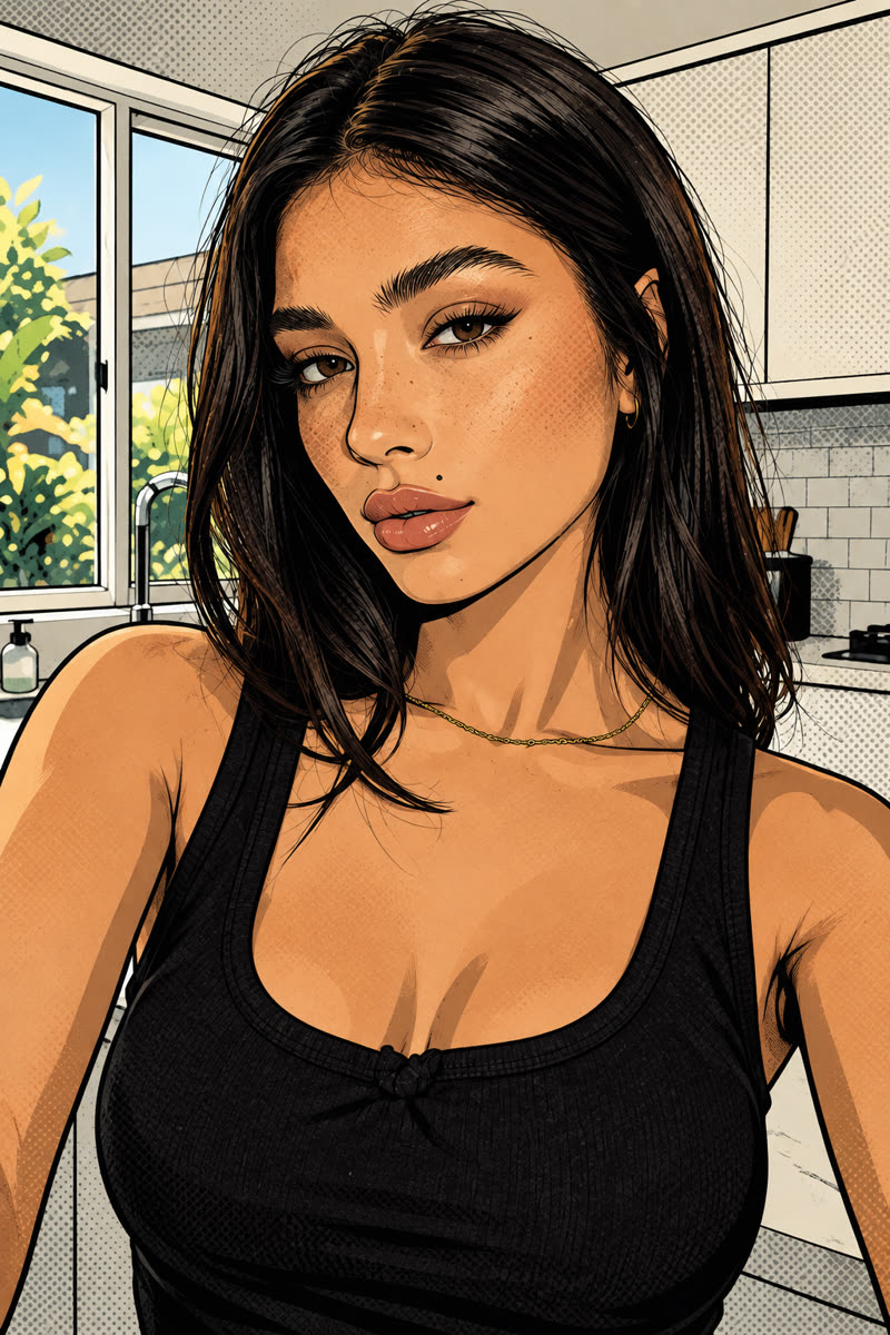 GPT Image 2.5: The beauty mark and eye shape remain recognisable in the drawing.