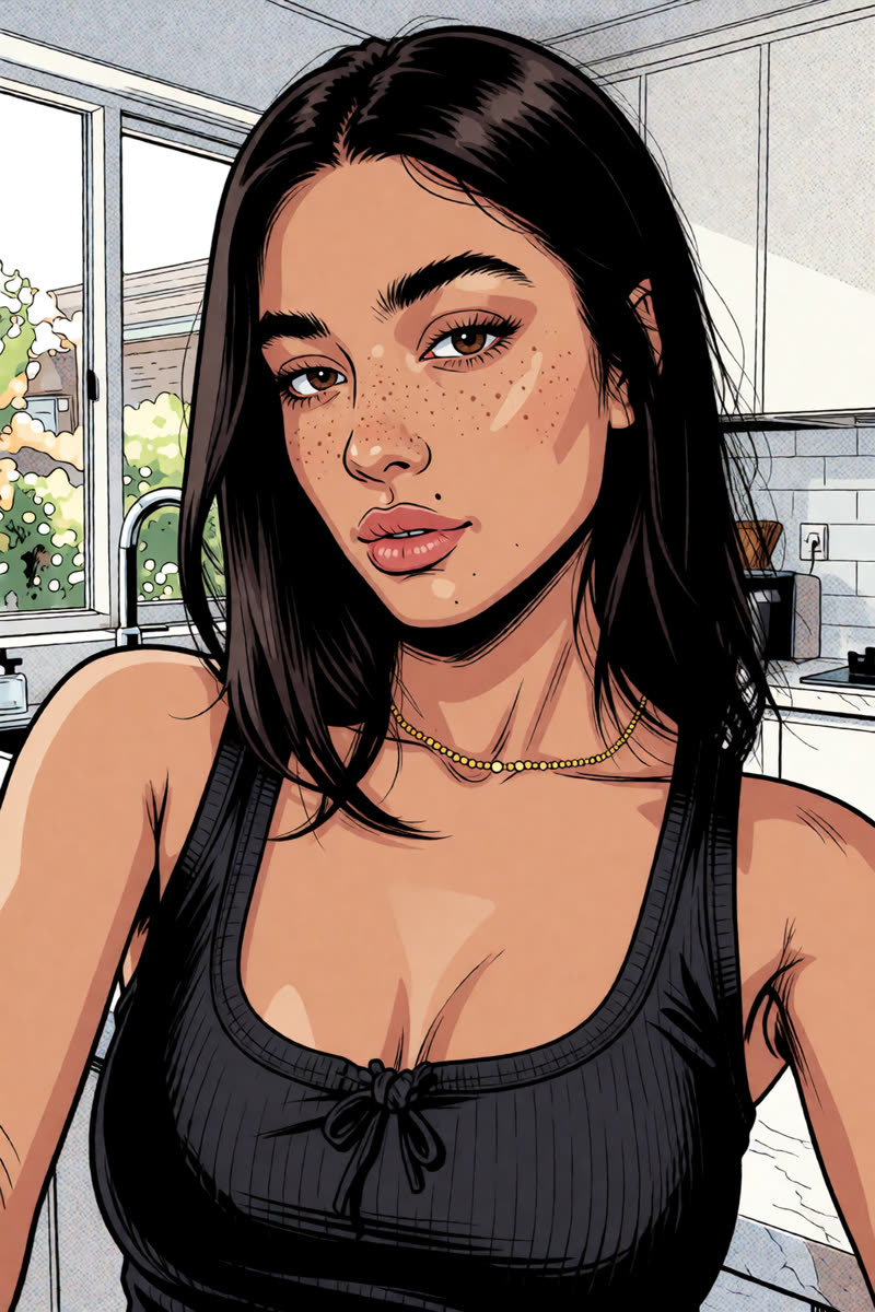 Sogni Krea v0.3: Fine ink lines with recognisable features from the selfie.