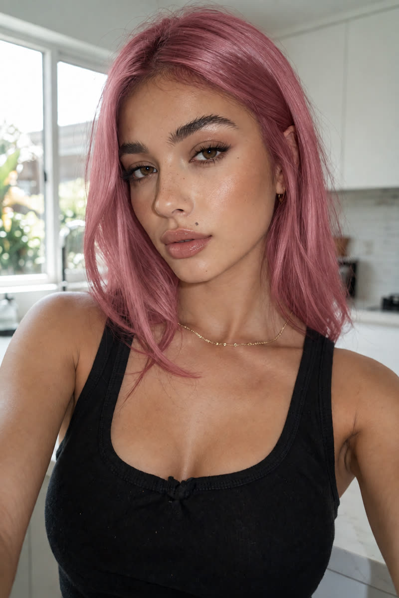 GPT Image 2.5: Salon-style rose pink with a similar haircut.