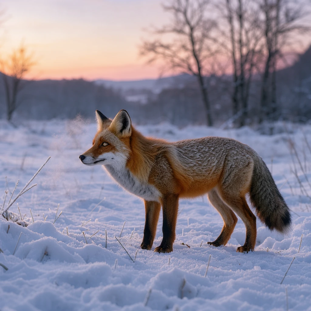 FLUX 3 Image Klein with Enhance: a fox in the snow