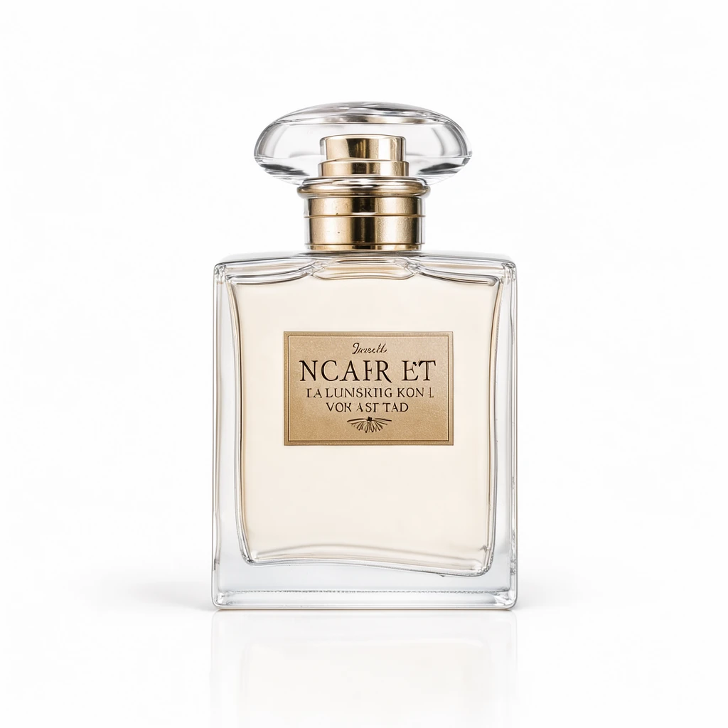 FLUX 3 Image Klein: a glass perfume bottle on a white background