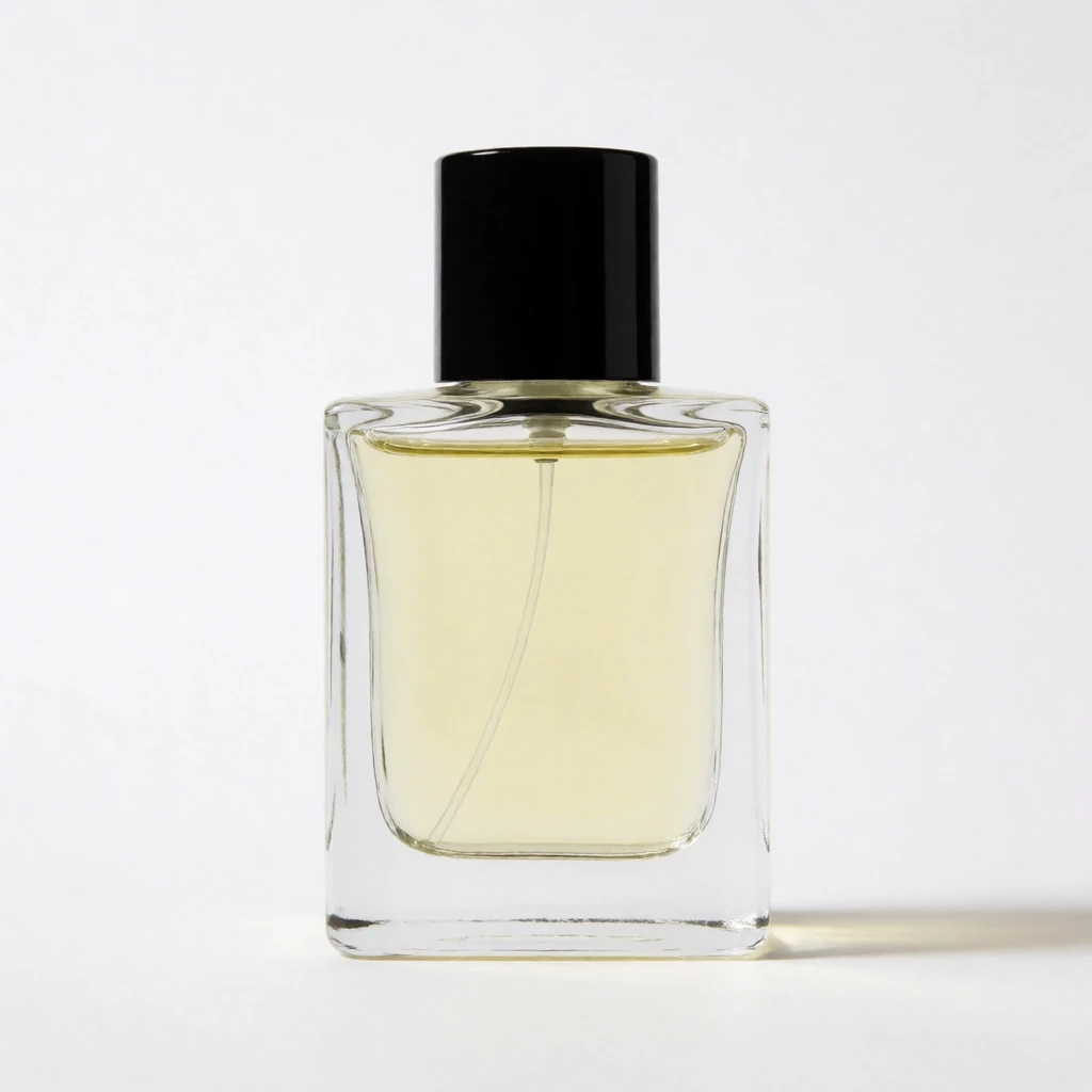 Krea 2 Turbo: a glass perfume bottle on a white background