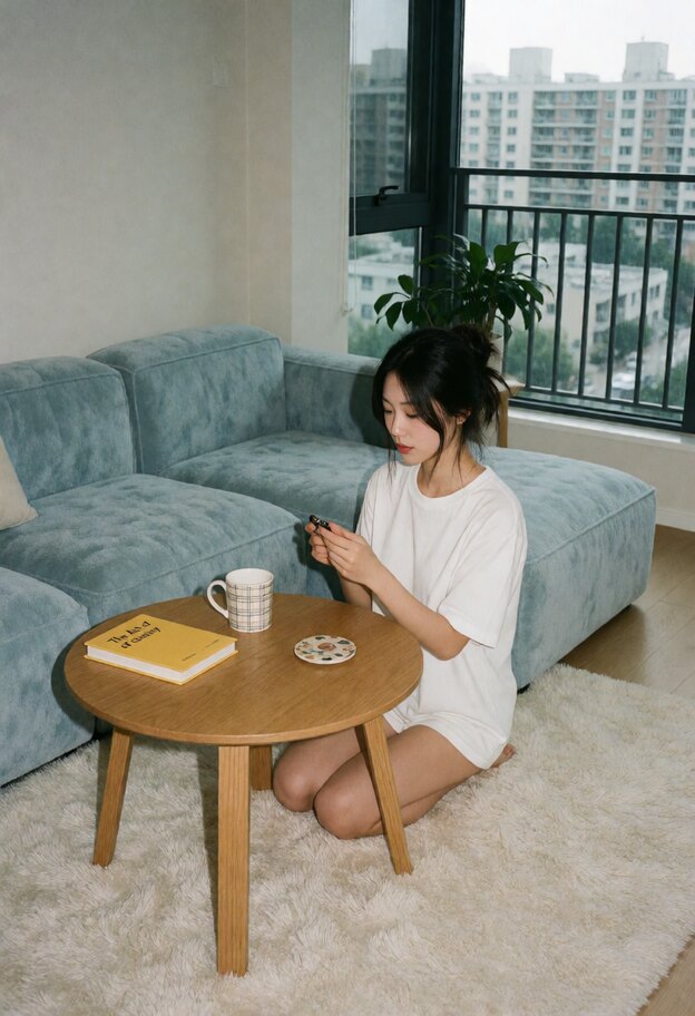 Minimalist living room, 1990s &mdash; No LoRA