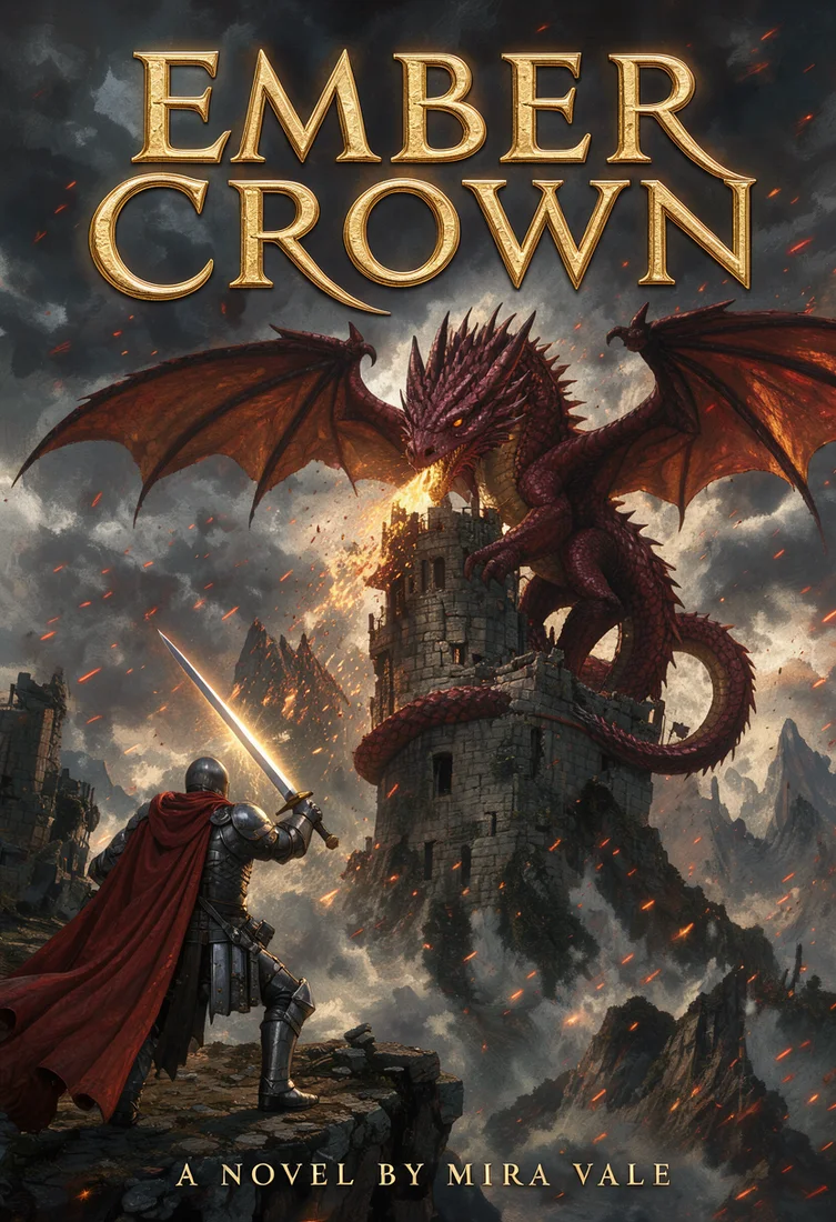 EMBER CROWN fantasy book cover, made with FLUX 3 Image Klein