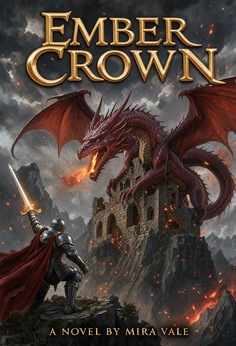 EMBER CROWN fantasy book cover, made with FLUX 3 Image Klein