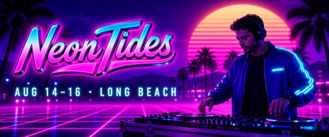 NEON TIDES festival banner, made with MOSS-Image 8-Step