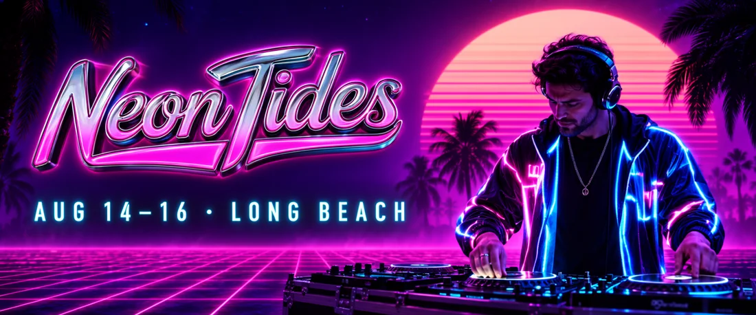 NEON TIDES festival banner, made with MOSS-Image SFT