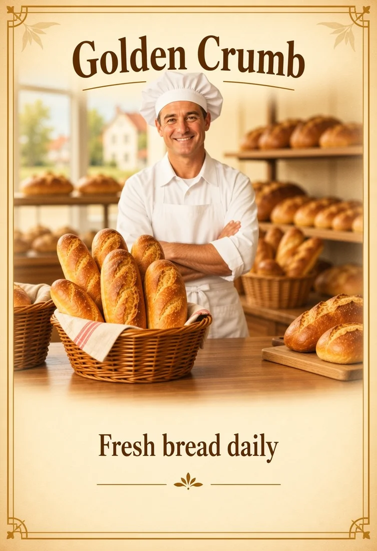Golden Crumb bakery poster, made with MOSS-Image 8-Step