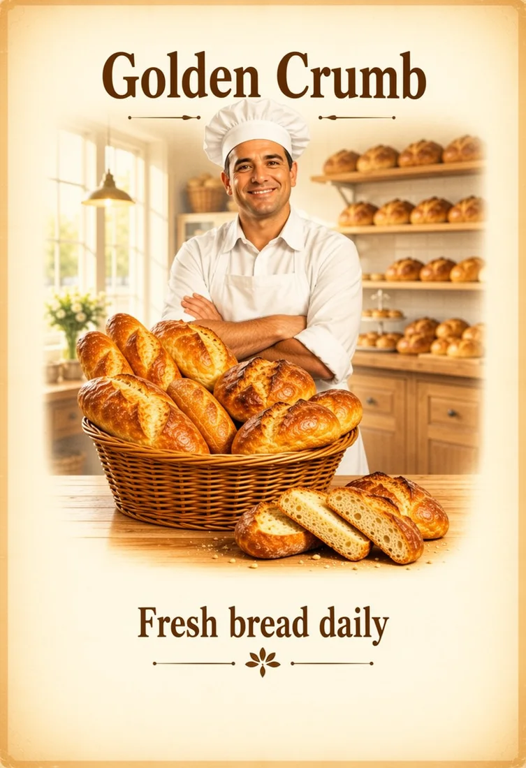 Golden Crumb bakery poster, made with MOSS-Image 8-Step