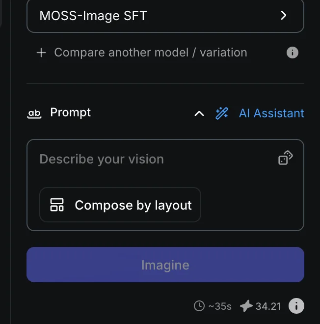 The Sogni prompt box with the Compose by layout button under it