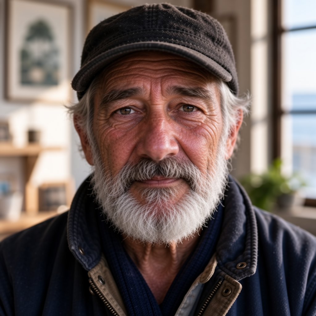 A detailed fisherman portrait generated with MOSS-Image 8-Step