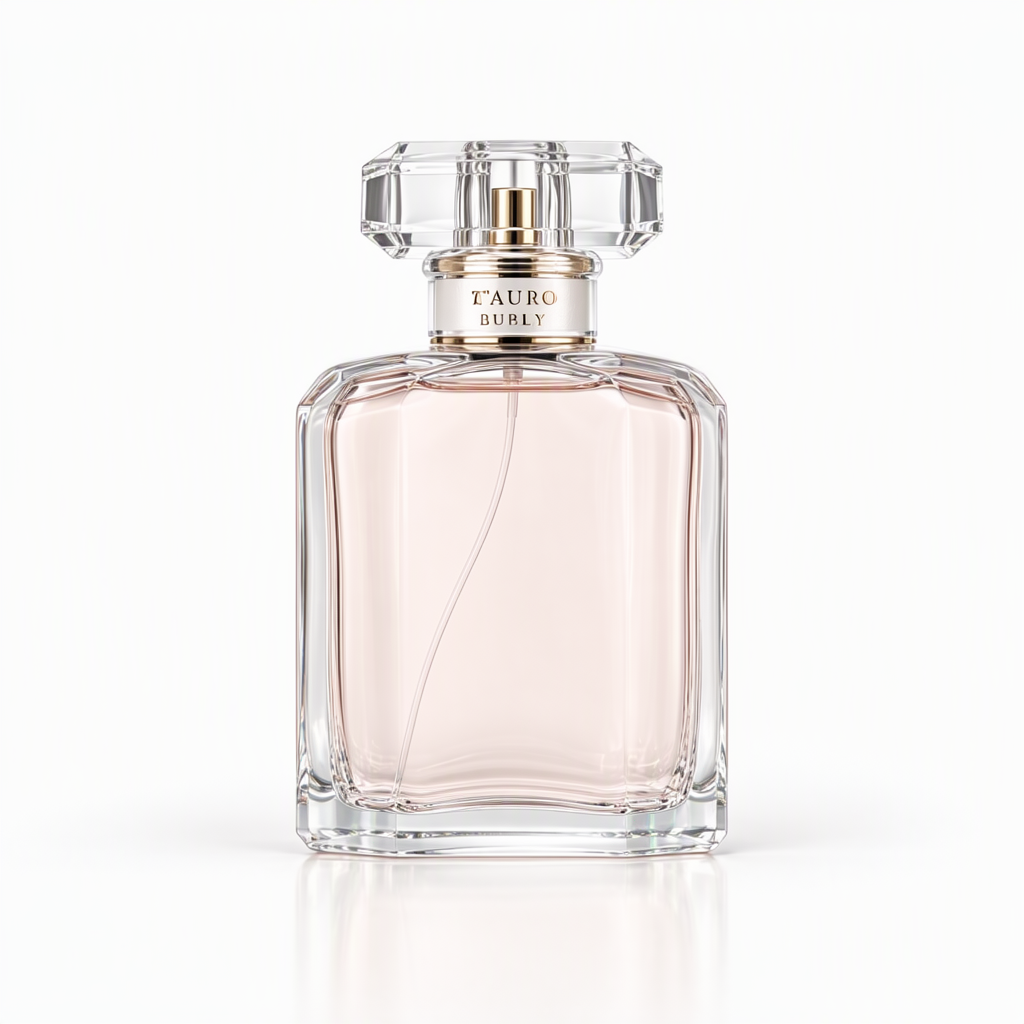 A glass perfume bottle on white, generated with MOSS-Image SFT