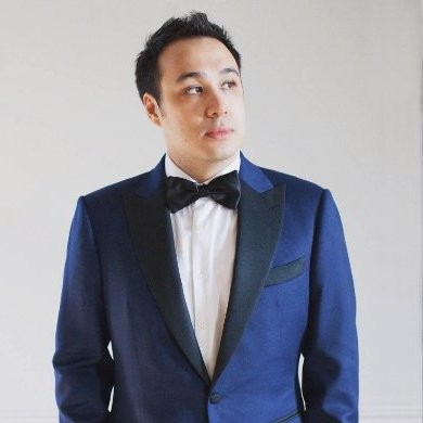 Mark’s reference portrait, wearing a navy tuxedo and bow tie