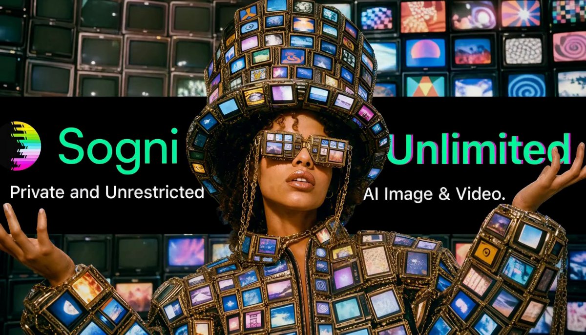 A performer wearing a hat and glasses made of colorful screens in the Sogni Unlimited showcase