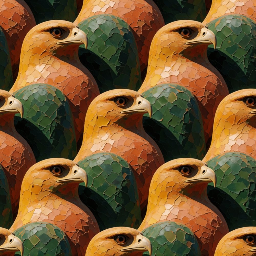A tessellated pattern of mosaic hawks by maciasux.